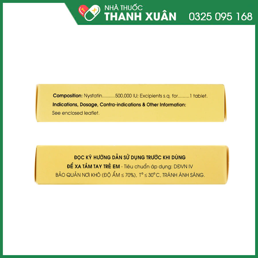 Nystatin 500000 IU thuốc phòng và điều trị bệnh do nấm Candida niêm mạc miệng, hầu thực quản, dạ dày, ruột